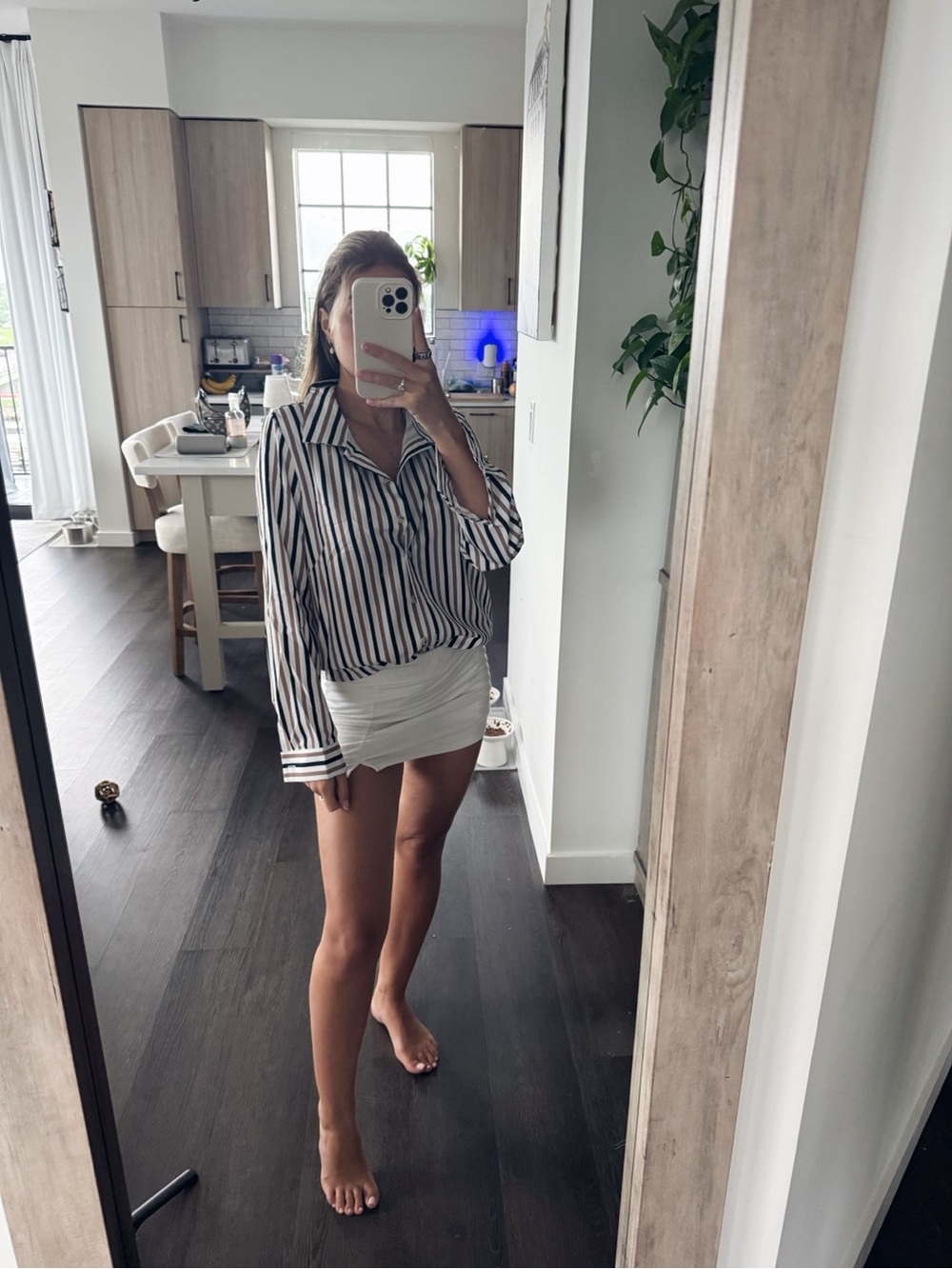 Shein Striped Button-Up Shirt (Size Medium)